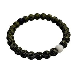 Lokai Unisex Star Wars Bracelet Black Yellow Logo Print Silicone Beaded Small
